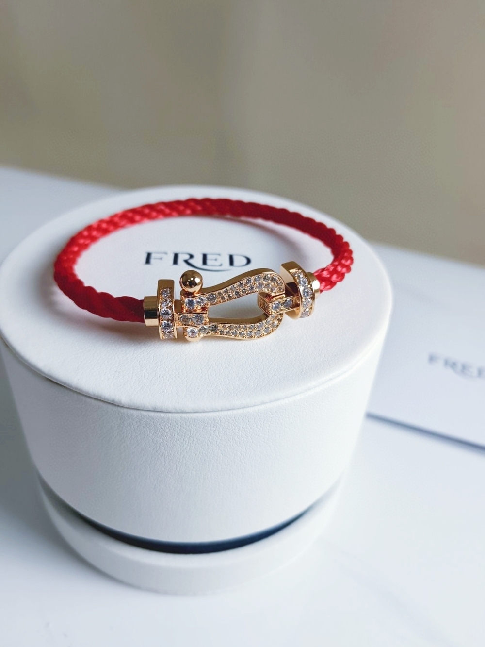 FRED Red Cord Bracelet with Gold Pavé Clasp